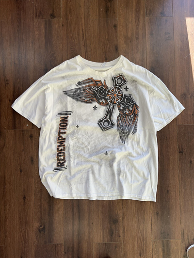Pre-owned Affliction X Vintage Y2k Affliction Style Oversized Tee In White