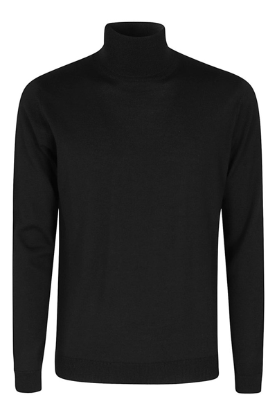 Roberto Collina Long Sleeved Knitted Sweater In Black