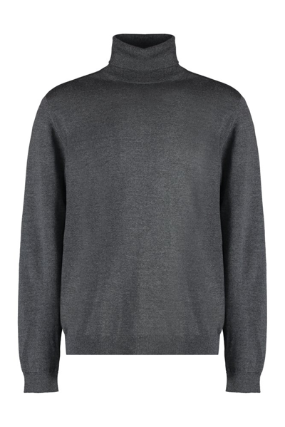 Roberto Collina Long Sleeved Knitted Sweater In Grey