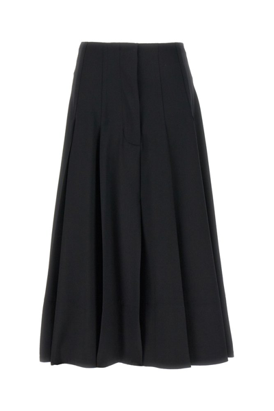 Proenza Schouler Eco Poplin Pleated Wrap Midi Skirt In Black