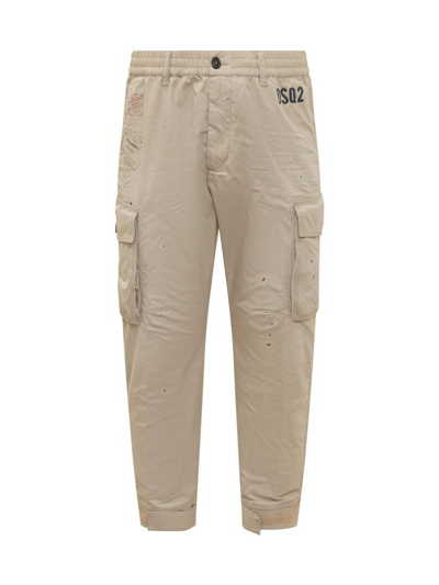 Dsquared2 Elasticated Waistband Trousers In Beige