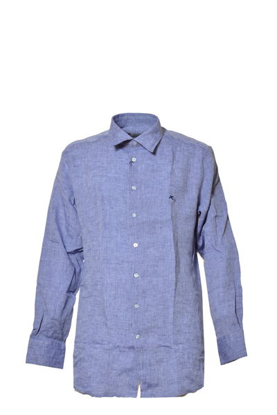 Etro Logo Embroidered Buttoned Shirt In Blue