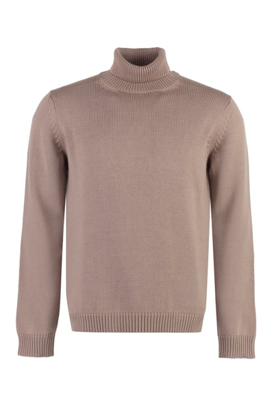 Roberto Collina High Neck Long Sleeved Sweater In Beige