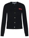 Comme Des Garçons Play Black Double Heart Patch Cardigan