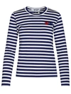 Comme Des Garçons Play Logo Horizontal Stripe Long-sleeved T-shirt In Navy