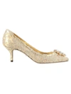 Dolce & Gabbana Rainbow Lace 60mm Brooch-detail Pumps In Yellow & Orange