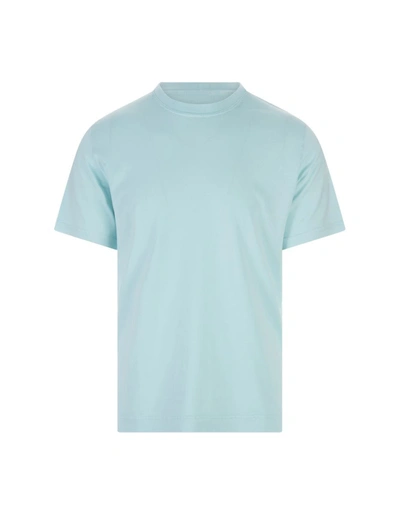 Fedeli Basic T-shirt In Aquamarine Organic Cotton In Blue