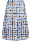Marni Printed Silk Crepe De Chine Midi Skirt In Blue