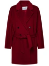 Max Mara Double-breasted Belted Coat In Red