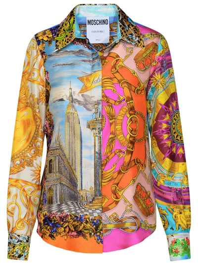 Moschino Mix-print Silk Shirt In Multicolor