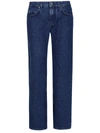 Off-white Logo Patch Straight Leg Jeans In Blue