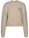 Palm Angels Monogram Embellished Knitted Jumper In Avorio