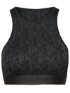 Palm Angels Monogram Jacquard Cropped Top In Black
