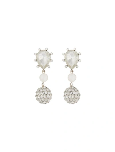 Oscar De La Renta Cactus Pearl Drop Earrings In Crystal