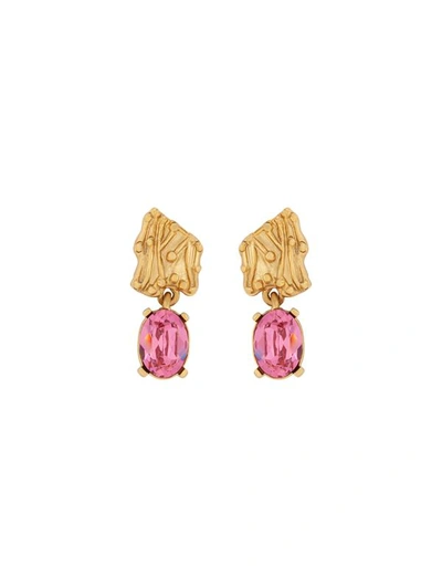 Oscar De La Renta Crystal Branch Drop Earrings In Pink