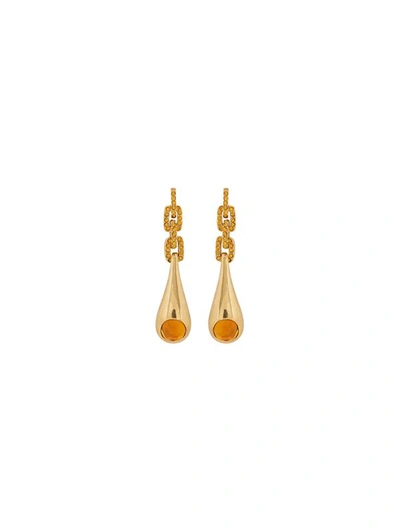 Oscar De La Renta Tear Drop Chain Link Earrings In Topaz