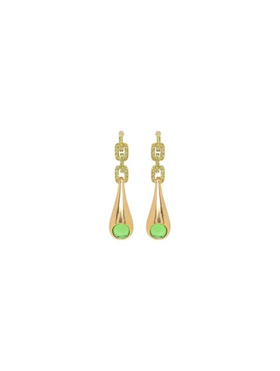 Oscar De La Renta Tear Drop Chain Link Earrings In Gold