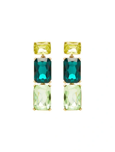 Oscar De La Renta Crystal-embellished Drop Clip-on Earrings In Emerald Multi