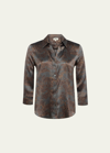 L Agence Dani Safari-printed Silk Blouse In Charcoal Multi Sa
