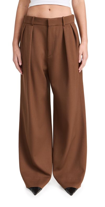 Wardrobe.nyc Low-rise Wool Wide-leg Trousers In Brown