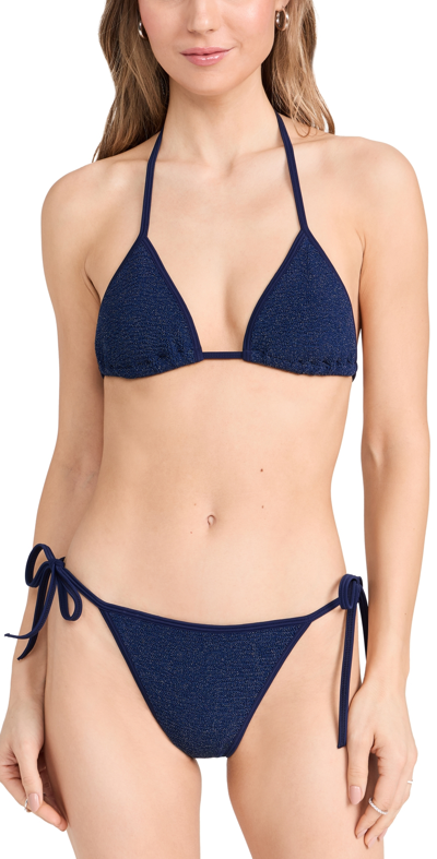 Hunza G . Gina Bikini Set In Navy & Silver