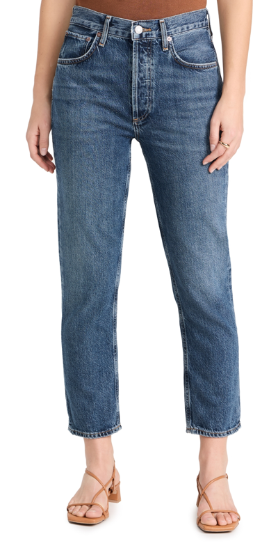 Agolde Faded Straight-leg Jeans In Blue