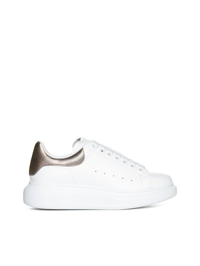 Alexander Mcqueen Oversize Leather Sneakers In White/rose Gold 171