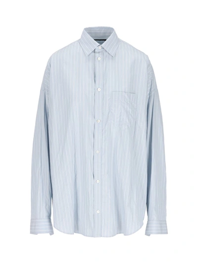 Balenciaga Shirts In Light Blue/white