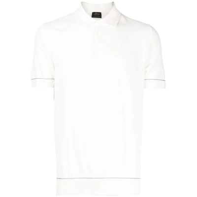 Brioni Cashmere And Cotton Blend Polo Shirt In White