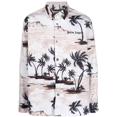 Palm Angels Pam-print Long-sleeved Shirt In Neutrals