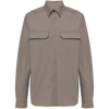 Rick Owens Structured Cotton Work Shirt With Button-down Front In Grey