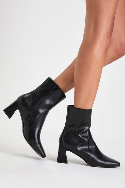 Lulus Midori Black Square-toe Ankle High Heel Boots