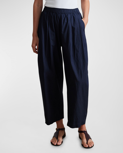 Apiece Apart Spa Pleat Cropped Trousers In Navy