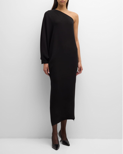 The Row Mono-sleeve Dress In Black