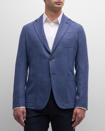 Emporio Armani Open Weave Regular Fit Sport Coat In Blue