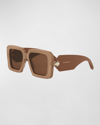 Bvlgari Logo Acetate Square Sunglasses In Brown