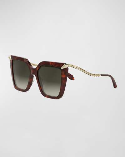 Bvlgari Wavy Acetate & Metal Butterfly Sunglasses In Rdhavbrng