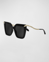 Bvlgari Wavy Acetate & Metal Butterfly Sunglasses In Black
