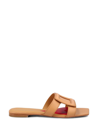 Roger Vivier Leather Stitching Buck Sandals In Brown