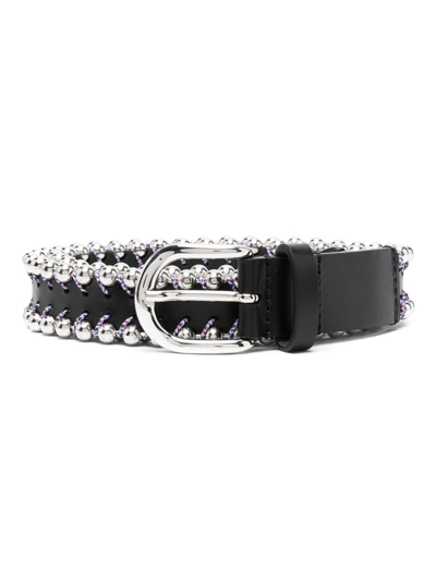 Isabel Marant Braided Civan Belt In Black Silver