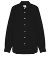 Norse Projects Navy Algot Relaxed Cotton Linen Shirt In Black