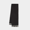 Apc A.p.c. Alix Brodée Black Virgin Wool Scarf In Black