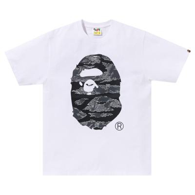 Pre-owned Bape Tiger Camo Ape Head Tee 'white'