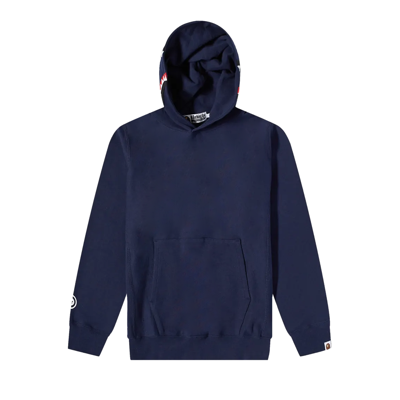 Pre-owned Bape Shark Pullover Hoodie 'navy' In Blue