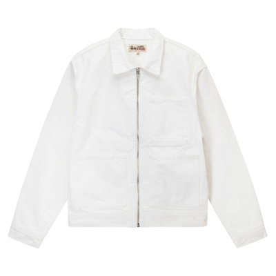 Pre-owned Stussy Overdyed Zip Work Jacket 'white'