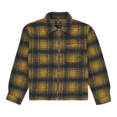 Pre-owned Stussy Wool Plaid Zip Shirt 'yellow' In Multi-color