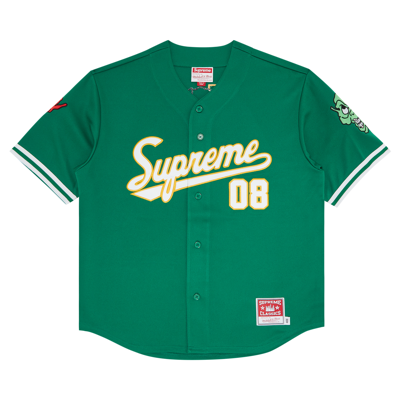 Pre-owned Supreme X Mitchell & Ness Downtown Hell Baseball Jersey 'green'