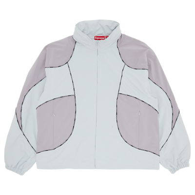 Pre-owned Supreme Logo Piping Hooded Track Jacket 'grey'