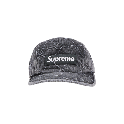 Pre-owned Supreme Punched Denim Camp Cap 'black'