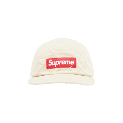 Pre-owned Supreme Punched Denim Camp Cap 'dyed Beige' In Cream